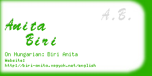 anita biri business card